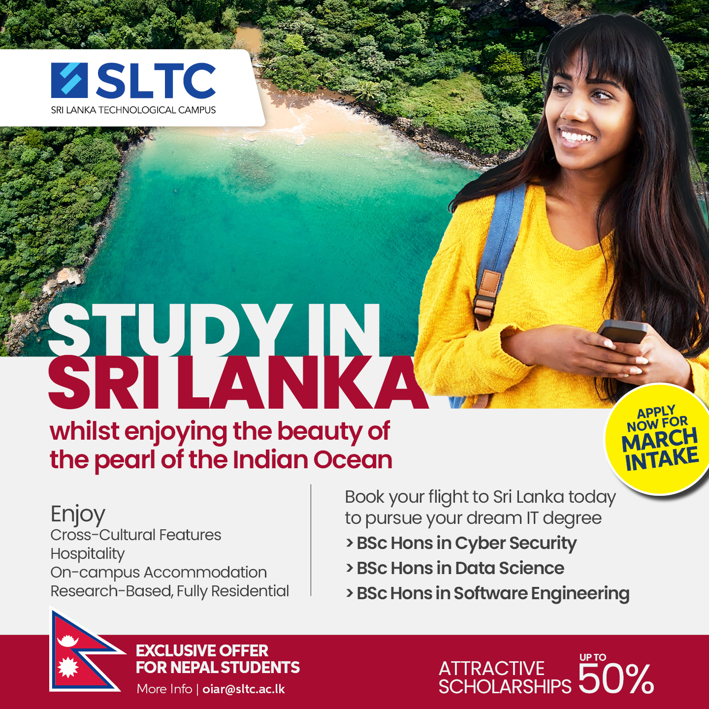 Scholarships in IT and Computing Studies (for March 2022 intake) Offered by the Sri Lanka Technological Campus (SLTC) for Nepali Students 
